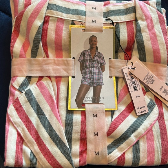 Victoria's Secret Other - Victoria's Secret•Striped Women’s Pj’s Short Set • White,Gray,Pink, & Red • M •